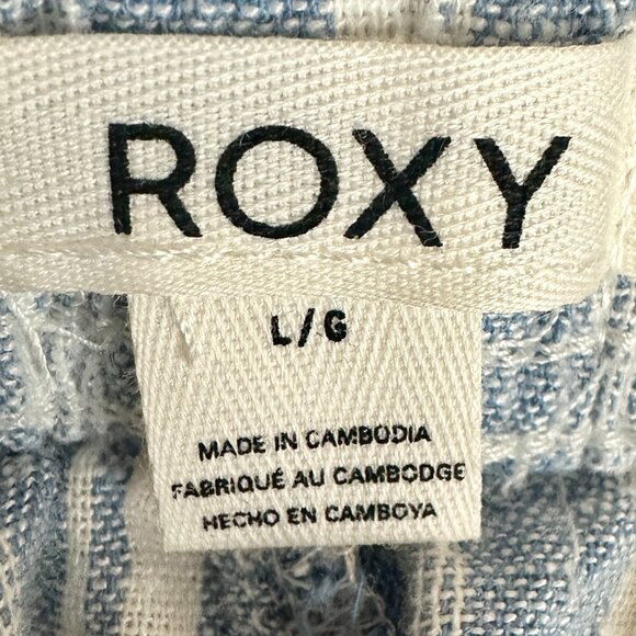 Roxy Women's Linen Blend Cargo Pant Size L Blue Coastal Boho Lightweight (NEW) - Picture 5 of 16